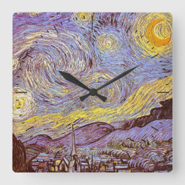 Relógio Quadrado Van Gogh Starry Night Timepiece