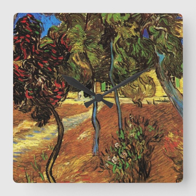 Relógio Quadrado Van Gogh Trees no Jardim, Hospital Santo Paul (Frente)