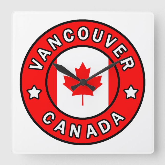 Relógio Quadrado Vancouver Canadá (Frente)