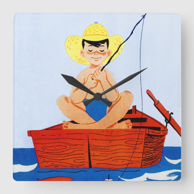 Relógio Quadrado Vão os peixes (Frente)