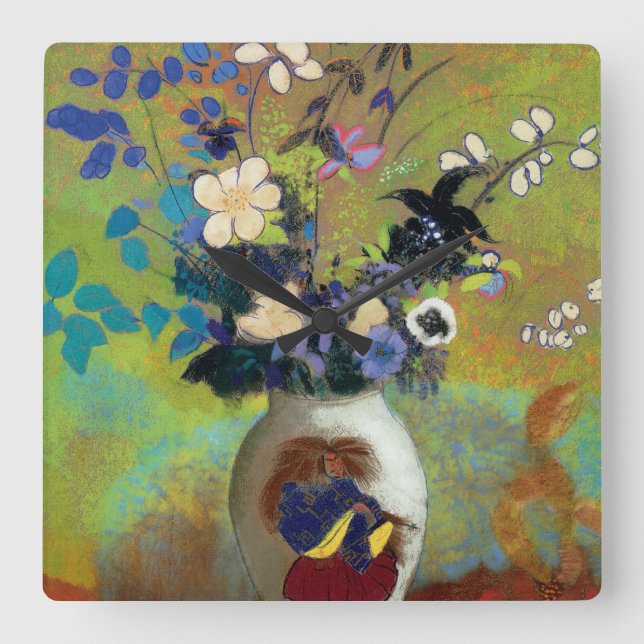 Relógio Quadrado Vase au Guerrier Japonês (Guerreiro Japonês Vase) (Frente)