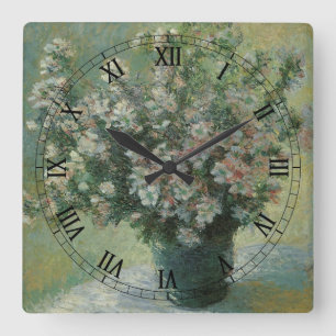 Relógio Quadrado Vaso de Flores por Claude Monet