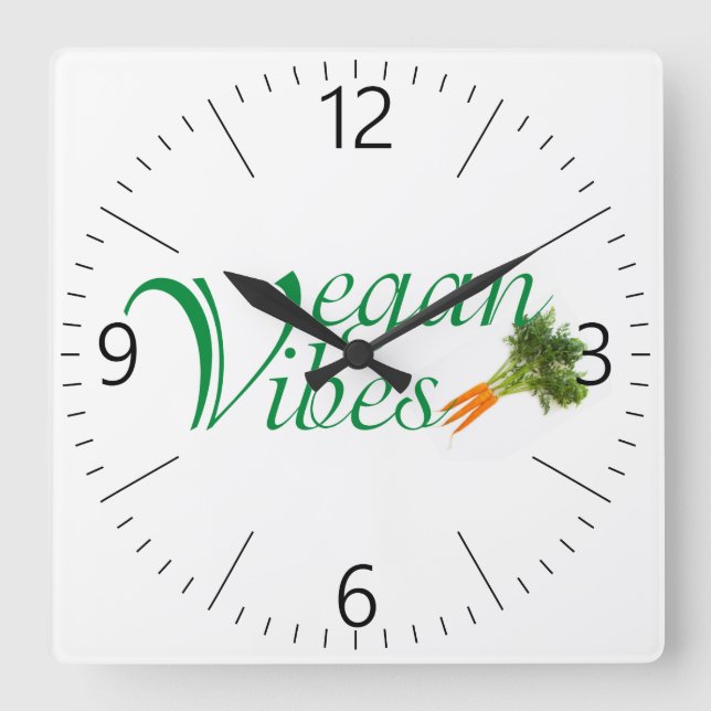 Relógio Quadrado Vegan vibes (Frente)