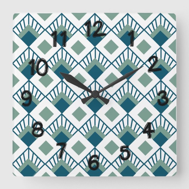 Relógio Quadrado Ventiladores do Art Deco  (Frente)