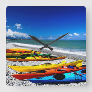 Relógio Quadrado Verão que Kayaking