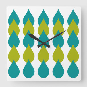 Relógio Quadrado Verde azul retro