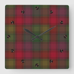 Relógio Quadrado Verde e vermelho, tartan