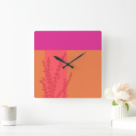 Relógio Quadrado Verde Rosa Quente E Laranja Deixa Blocos De Cor