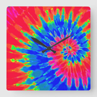 Relógio Quadrado Vermelho Brilhante e Azul Coletor Espiral