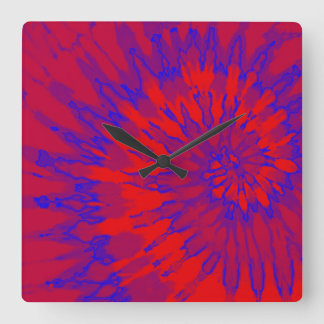 Relógio Quadrado Vermelho Brilhante e Azul Coletor Espiral