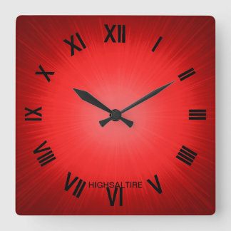 Relógio Quadrado vermelho pelo highsaltire