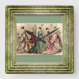 Relógio Quadrado Vestido do Victorian com arco cor-de-rosa