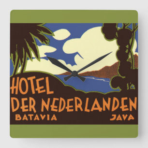Relógio Quadrado Viagem Antiga Jacarta Indonésia Hotel Nederlanden