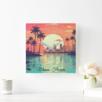 Viagem Colorida Vintage Retro Miami Flórida