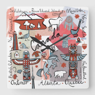 Relógio Quadrado Viagem global - Canadá