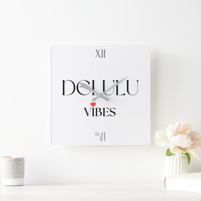 Relógio Quadrado Vibrações Delulu, Presente de Citação Estética Eng (Lar)