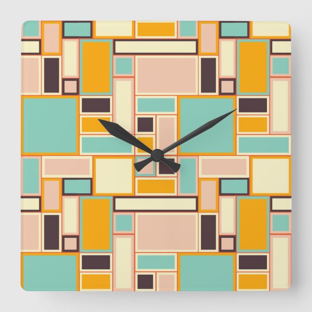 Relógio Quadrado Vibrant abstract pattern with rectangles (Frente)