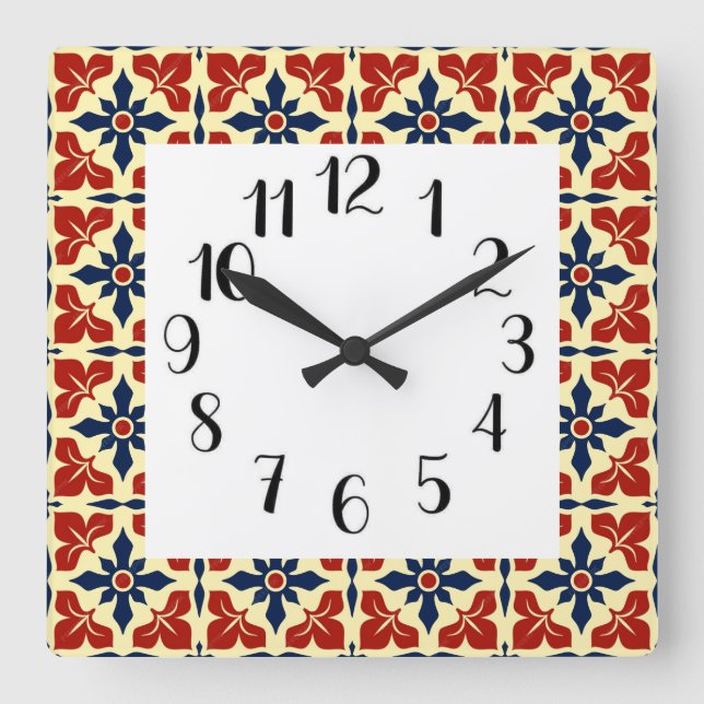 Relógio Quadrado Vibrante Corpo-marroquino (Frente)