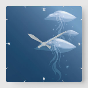 Relógio Quadrado Vida marinha no Oceano Índico - Blue Underwater C