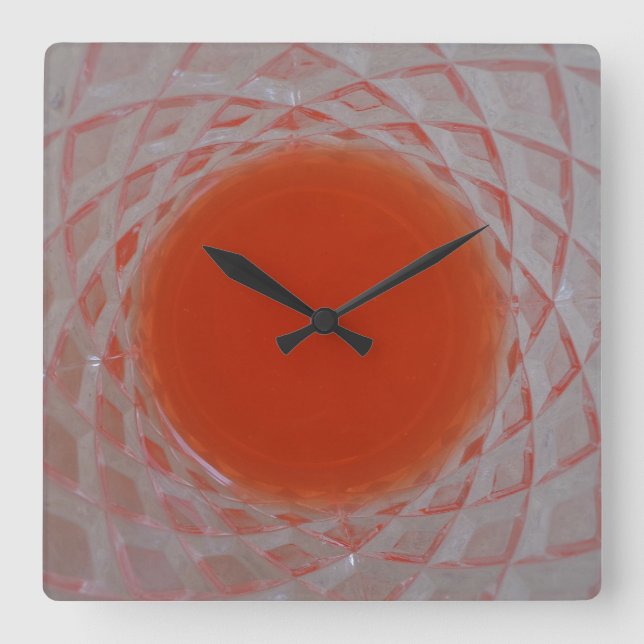 Relógio Quadrado Vidro de dentro de círculo laranja (Frente)