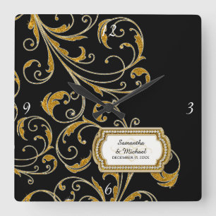 Relógio Quadrado Vidro Personalizado da Antiga Regência de Hollywo