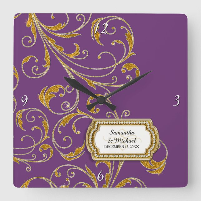 Relógio Quadrado Vidro Personalizado Velho da Regência de Hollywood (Frente)