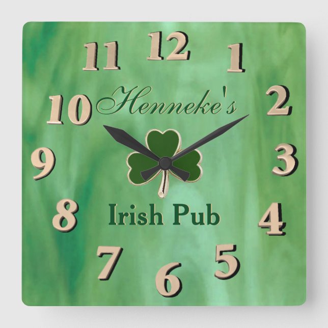 Relógio Quadrado Vidro verde (Frente)