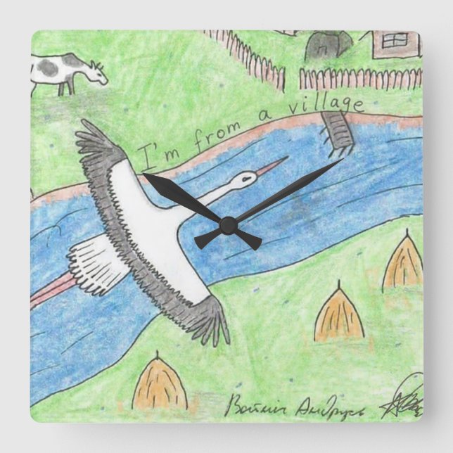 Relógio Quadrado Village Vibes (Frente)