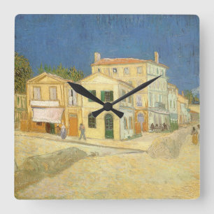 Relógio Quadrado Vincent van Gogh - A Casa Amarela (A Rua)