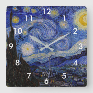 Relógio Quadrado Vincent Van Gogh - A Noite Estrelada