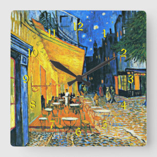 Relógio Quadrado Vincent van Gogh - Cafe Terrace, famosa pintura