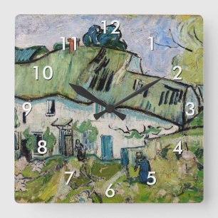 Relógio Quadrado Vincent van Gogh - Casa de Campo com Duas Figuras