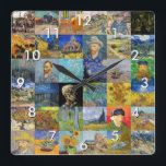 Relógio Quadrado Vincent van Gogh - Masterworks Mosaic Patchwork<br><div class="desc">Vincent van Gogh - Colheita de Obras Domésticas,  Grade 6x6</div>
