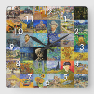 Relógio Quadrado Vincent van Gogh - Masterworks Mosaic Patchwork