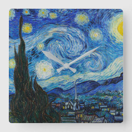 Relógio Quadrado Vincent Van Gogh Na Noite Estrelada
