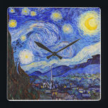 Relógio Quadrado Vincent Willem van Gogh, "Starry Night"<br><div class="desc">私 はGoghが き な 人 好 の た め に こ の 壁 掛 け 時 às 計 às を às 作 às り às ま às し às た (Concebido por KOBAYASHI,  Michinobu)</div>