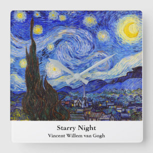 Relógio Quadrado Vincent Willem van Gogh, "Starry Night"