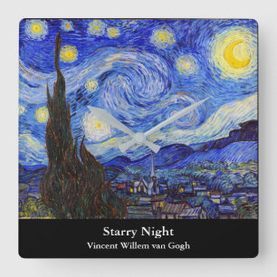 Relógio Quadrado Vincent Willem van Gogh, "Starry Night"