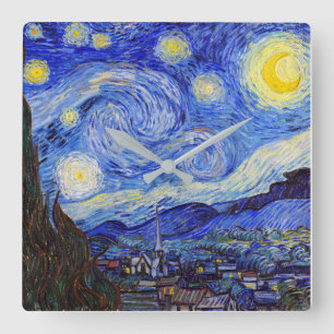 Relógio Quadrado Vincent Willem van Gogh, "Starry Night"