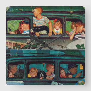 Relógio Quadrado Vinda e ir por Norman Rockwell