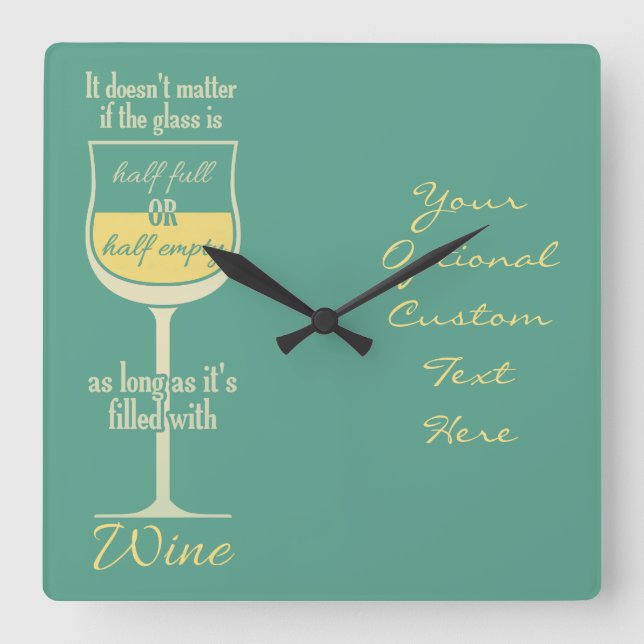 Relógio Quadrado Vinho branco Vidro - parede personalizada (Frente)
