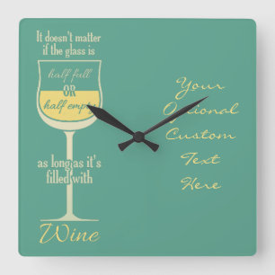 Relógio Quadrado Vinho branco Vidro - parede personalizada