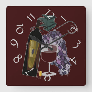 Relógio Quadrado Vinho e Vinhos Humorosos