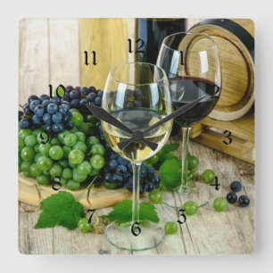 Relógio Quadrado Vinho Fino, Envelhecido à Perfeição