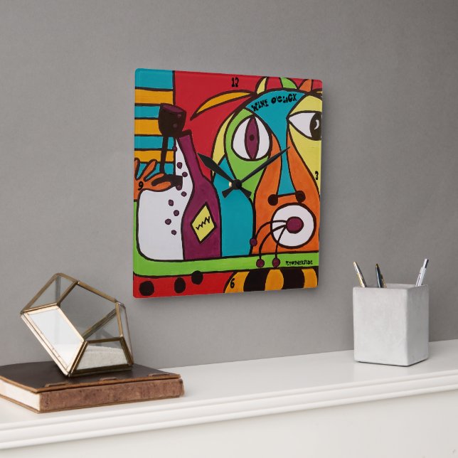 Relógio Quadrado Vinho O'Clock byOtherSide (Escritório)