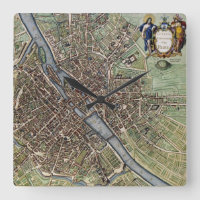 Vintage 1657 antigo de Seine River do mapa de
