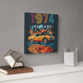 Relógio Quadrado Vintage, 1974, carro legal