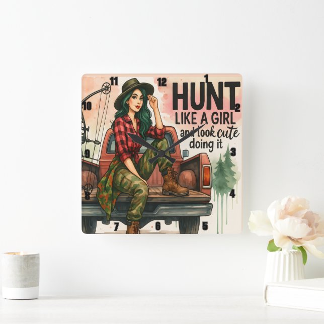 Relógio Quadrado Vintage Archery Girl Hunting (Lar)
