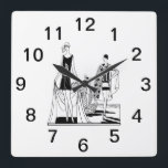 Relógio Quadrado Vintage Art Deco Modestáveis Damas na Praia<br><div class="desc">Vintage Art Deco Fashionable Ladies at the Beach Personalizáveis convites e acessórios com uma imagem estilizada de arte vintage de um 1920 em voga - mulheres da década de 1930 em maiôs na praia. Observe que este é um design gráfico e não contém tecidos, metais, gravura ou relevo. 2017 ©TheMyPartyDesigns...</div>