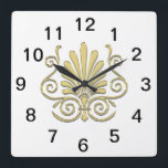 Relógio Quadrado Vintage Art Deco Plume Dourado Árabe<br><div class="desc">Vintage Art Deco Plume Dourado Árabe Acessórios de festas limpos, elegantes, personalizáveis em chic e na moda com uma vintage romântica, olhem a pluma de ouro de arte / fã de deco de arte arabesque em forma de design. Este produto faz parte de um conjunto de designs correspondentes que são...</div>
